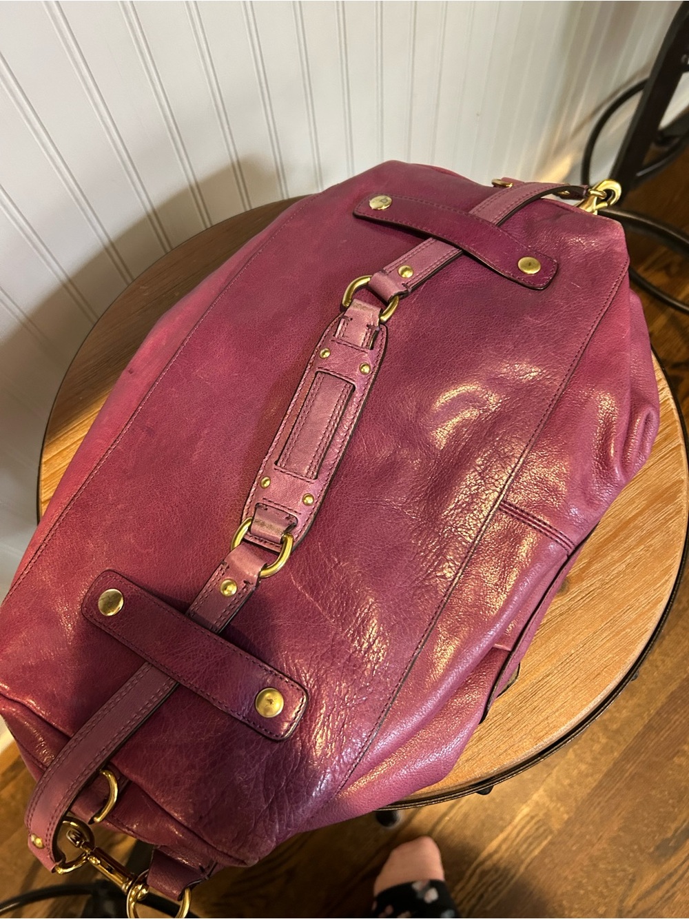 Vintage COACH Purple Leather Satchel with Brass Hardware - Picture 4 of 4